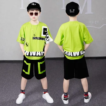 Detský Letný Dve Kus Krátky Rukáv Oblečenie Set sa 2023 Nových Chlapcov stredne Veľký Chlapec kórejský Loose Fit Dieťa Športové Trend