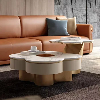 Taliansky štýl svetlo extravagantné rockboard konferenčný stolík villa obývacia izba kolo čaj mini moderný jednoduchý dizajn štýl