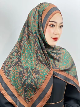 Luxusné Hidžáb Tlače, Námestie Dámy Šátek Bežné Ramadánu Moslimská Šatka Dizajn 100 cm*100 cm Moslimská Šatka Zábal Hidžáb Dlho Zábal Móda