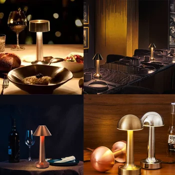 Kovový stôl bar lampa led retro nabíjateľná činku noc ľahký dotyk stmievanie jedálenský stôl lampa kaviarne, nočné lampy
