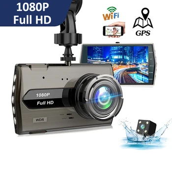 Automobilové DVR Dash Cam WiFi 4.0 Full HD 1080P Predná parkovacia Kamera Video Rekordér pre Nočné Videnie Parkovanie Monitor Dashcam Čierna skrinka s GPS