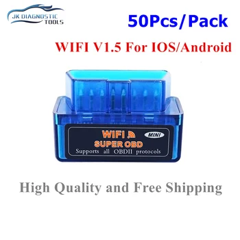 50Pcs ELM327 V1.5 WIFI OBD2 Skener Wifi ELM 327 V1.5 (Android/ IOS Auto diagnostika OBD II Code Reader Vysokej Kvality