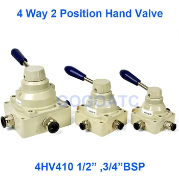 4 spôsob 2 pozíciu vzduchu, Pneumatické ručné rotačné ventil 4HV410-15/20 Port RC1/2