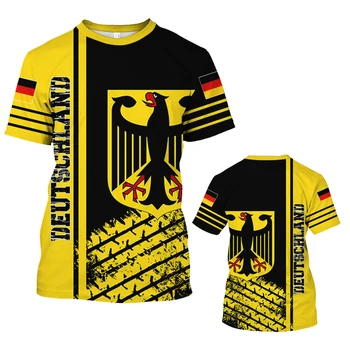 Nemecký pánske T-Shirts Ulici Bežné špičkový nemecký Príznak Tlač Nadrozmerná O-Neck T Shirt Módne Voľné Nadrozmerné-Shirt Mužské Oblečenie