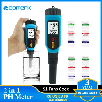 Lepmerk PH818M PH Meter pre Spracovanie Potravín 2 v 1 Potravín, PH Tester Riešenie Teplota meradla, LCD Podsvietenie Digitálne Meranie PH