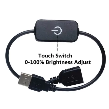 USB Touch Dimmer Prepínač DC 5V Biela / Čierna 0-100% Jasu Upraviť LED ovládač Pre USB 5V LED Pásy