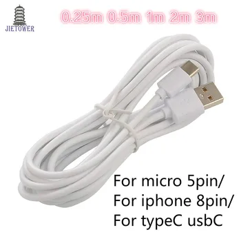 50pcs 0,25 m 0,5 m 1m 2m 3m 2A USB Typu C, USB C Synchronizáciu Údajov Nabíjací Kábel Pôvodný Originálny kábel pre iphone 8pin v8 micro veľkoobchod