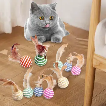 10 Kusov Mačka Scratcher Loptu Interaktívne Hračky, Nábytok Ochrany Sisal Poškriabaniu Hračka