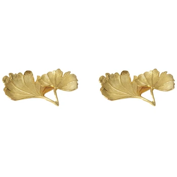 2X Zlato Listov Ginkgo Biloba Leaf Dekoratívne Zásobník Zlaté Šperky Zásobník Stôl Dekoratívne Misa Organizátor Zásobník Pre Krúžok Náhrdelník