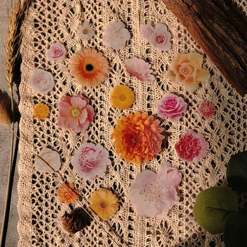 MOHAMM 20pcs PET Nepremokavé Vintage Kvety, Dekoračné Nálepky na Scrapbooking DIY Koláž Denníka Umelecké Remeslá