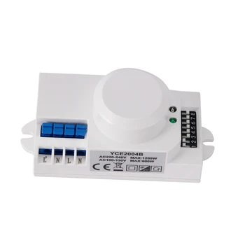 5X 220V 360 Stupeň Mikrovlnná Senzor, Light Switch Indukčné Mikrovlnný Snímač Pohybu Prepínač Snímača Vibrácií