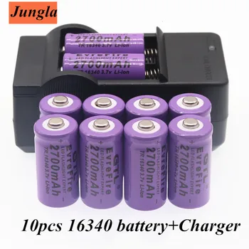 100% Nový, originálny 16340 Batérie CR123A 16340 2700mAh Batérie 3,7 V Li-ion Nabíjateľnú Batériu+16340Charger