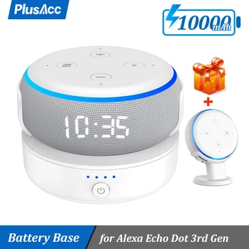 PlusAcc 10000mAh Nabíjateľná Batéria, Základňa pre Alexa Amazon Echo Dot 3. Gen Držiteľ Mount Power Bank Nabíjačka pre Alexa Reproduktor