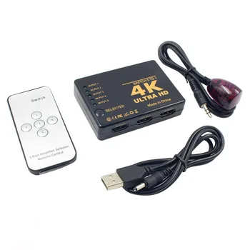 4K*2K 3840*2160P Mini HDMI kompatibilné 5in1 5 port kompatibilný s HDMI Prepínač Splitter S Diaľkovým ovládaním Pre TV Box, PS3, DVD, TV BOX