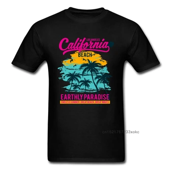 California Beach Paradise Tričko Pánske T-Shirt Topy T Shirt Dizajnér Posádky Krku Oblečenie Čierne Tričká 100% Bavlna, Mikiny
