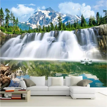 beibehang Vlastnú tapetu 3D maľby pod snehom vrcholov jari vodopád vody, obývacia izba gauč papier pozadí steny