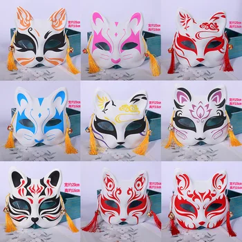 Anime Démon Vrah Fox Maska Ručne maľované Japonský Maska Polovicu Tváre Masku Maškaráda Festival Loptu Kabuki Kitsune Masky Cosplay Prop