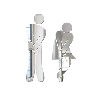 3D Akrylové Kúpeľňa Zrkadlo Nálepky Žena&Muž Wc Prihlásiť Nálepky Umyváreň Vaňa samolepiace Dvere Nálepky Domov Hotel Dekorácie