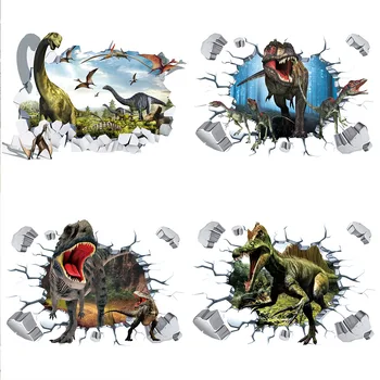 Mimo porušenú stenu Živočíšneho Sveta Jurský Dinosaura 3d samolepky deti miestnosti dekorácie dieťa cartoon plagát nástenná maľba 70*50 cm