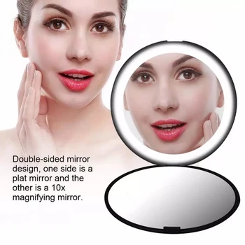 Mini Prenosné Svetlá LED make-up Zrkadlo 10X Zväčšiť Ruke Držať Skladacia 12 Led Vrecku make-up Zrkadlo Svetlo Krásy Kozmetické Nástroj