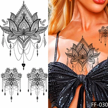 Kvet Lotus Ženy Nepremokavé Dočasné Tetovanie Nálepky Hrudníka Umenie Sexy Party Totem Umývateľný