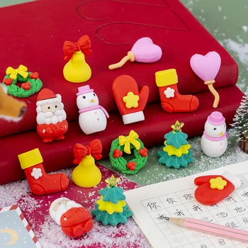 4 Ks Mini Gumu Cartoon Santa Vianočný Stromček Školy Kancelárske Potreby Kaučuku, Gumy
