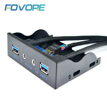 3.5& Floppy Bay 19Pin na USB 3.0 Hub, HD Audio Slúchadlá Mikrofón Konektor 2Port USB3.0 PC Predný Panel Držiak s Kábel pre Počítač