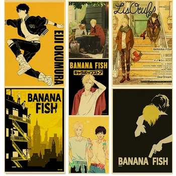 Banán Ryby 02 Plagát Maľovanie Klasické Nástenné Art HD Tlač Vintage Fotografie Japonské Anime Kraft Papier pre Chlapcov Spálňa Domova
