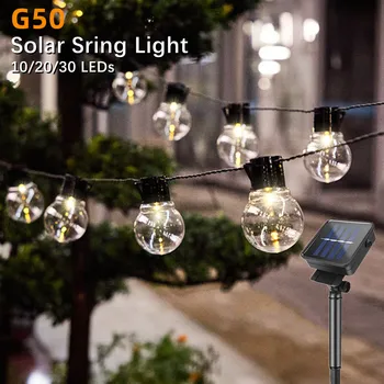 Vonkajšie Solárne LED G50 Žiarovka Garland String Loptu Svetlo 10/20/30 Žiarovky Pre Domáce Vnútorné Holiday Party Dekorácie Osvetlenie