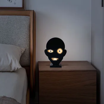 3D Tvorivé Muž v Čiernom Hlavu Dekorácie USB Nabíjačka, Nočné svetlo Obývacia Izba, Spálňa office Desktop Ozdoby, bytové Doplnky