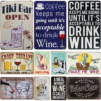 Tinki Bar Otvorený Kávu, Víno Tin Prihlásiť Vintage Kovové Plagát, Bar, Kaviareň V Kuchyni Krytý Decortiave Známky Stenu PlaquesTin Doskou Maľby