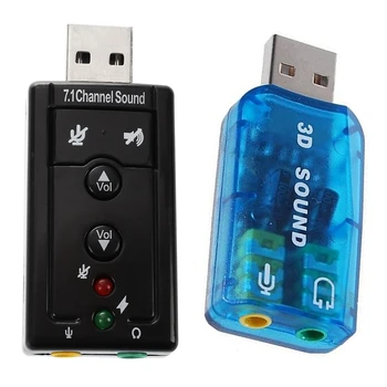2 Ks USB 5.1 A 7.1 Kanálový USB Stereo Zvuková Karta Adaptéra (Windows 7 Kompatibilný), Svetlo Modrej a Čiernej farbe