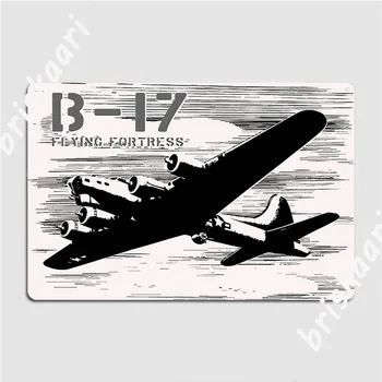 B 17 Flying Fortress Line Kreslenie Klasické Png Plagát Kovová Doska Klub Domov Retro Club Bar Plagát Tin Podpísať Plagát