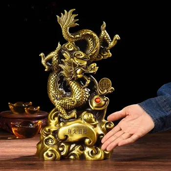 veľké Ázia Domov obchod SPOLOČNOSTI exorcise zlého ducha talizman priniesť bohatstvo, peniaze, šťastie Royal Dragon medi FENG SHUI socha