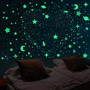 Kreatívne HOBBY 3D Hviezdna Obloha Svetelná Bublina Nálepky, Mesiac, Hviezdy, Žiarivka, Strop, Stena Nálepky Baby detská Izba Dekoračné Nálepky