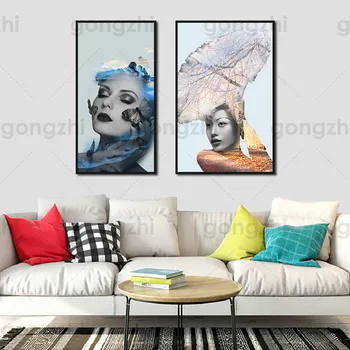 Krásy Motýľ Hlavu Abstraktné Umenie Plátno Na Maľovanie Obývacej Izby, Spálne, Internet Cafe Nordic Štýl Wall Art Obrázky