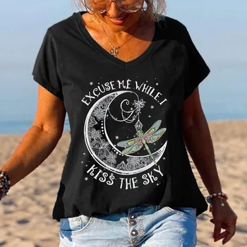 Rheaclots Žien prepáčte, Keď som Kiss The Sky Dragonfly Tees Vytlačené Hippie T-Shirt