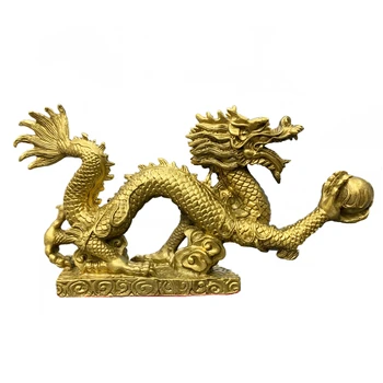 Feng Shui dragon Mosadzná Socha Čínsky Domova Figúrka Office Prilákať peniaze a veľa Šťastia Zlatá Socha