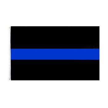 PIRÁT 3x5fts Polícia Tenká Modrá Čiara Pruhy Presadzovania Práva Vlajka