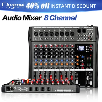 Flygrow CT80 Profesionálny Audio Mixer 8-Kanál, Bluetooth, USB Účinok 48V Záznam Konferencie Fáze Strany Zvukový Pult Consoel