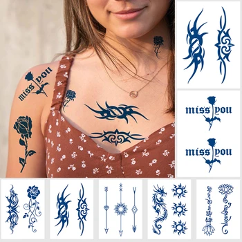10Pcs/veľa prírodné šťavy atrament trvalé tetovanie nálepky rose písmená slov totem sexy prsia dočasné tetovanie rameno rameno krku vody