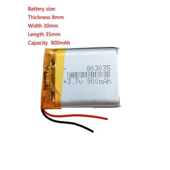 803035 Lipo 3,7 v 900mah Polymer Lithium-Ion Nabíjateľná Batéria Pre Kamery Power Bank Záznamník Floodlight, Diaľkové Ovládanie