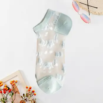 1 Pár Pekné Letné Ponožky Polyester Tenké Ponožky Priedušná Transparentný Dizajn Ženy Ponožky V Pohode