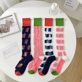 Candy-farebné ponožky rebrovaný Žena Japonskej série malý veterný mlyn roztomilé a sladké všetky zodpovedajúce sandále sklo, hodváb teľa ponožky