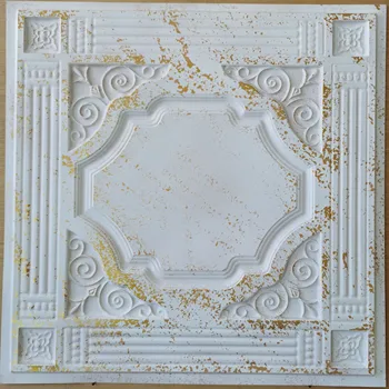 Faux tin Stropné obklady Crack bieleho zlata farba dekoratívne nástenné panely PL65 10pc/veľa