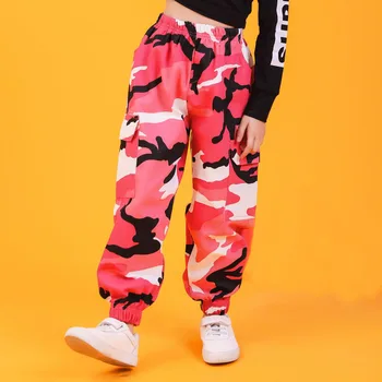 Dieťa Cool Hip Hop Oblečenie, Streetwear Rose Kamufláž Vojenské Taktické Cargo Nohavice Nohavice pre Dievča, Chlapca, Tanečných Kostýmov, Šiat