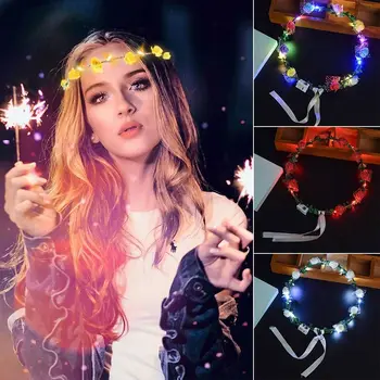 Ženy, Dievčatá, Vlasové Ozdoby rozsvieti hlavový most Svietiacimi LED Veniec Halloween Korunu Kvetu Vianočné Party Dekorácie