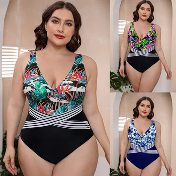 2023 tvaru Ženy Plus Veľkosť jednodielne Plavky s Push Up Kvetinový Plavky Najväčší Veľké Plussize plaviek Kúpanie plážové oblečenie Nosiť