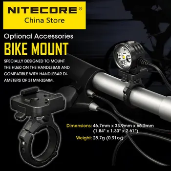 NITECORE HU60 Bicykli Svetlomet Rukoväť Bar Mount pre 31mm-35mm Riadidlá, Svetlometu Prilba Starp, Svetlomety Nastavenie pomocou Diaľkového Ovládania