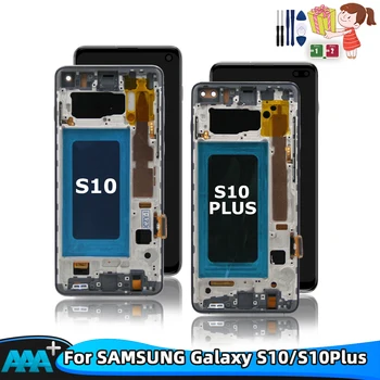 100% Originálne Lcd Pre SAMSUNG Galaxy s rezacím zariadením S10 G973F/DS G973U G973 SM-G973 Displej Dotykový Displej Digitalizátorom. Nahradenie+Service Pack